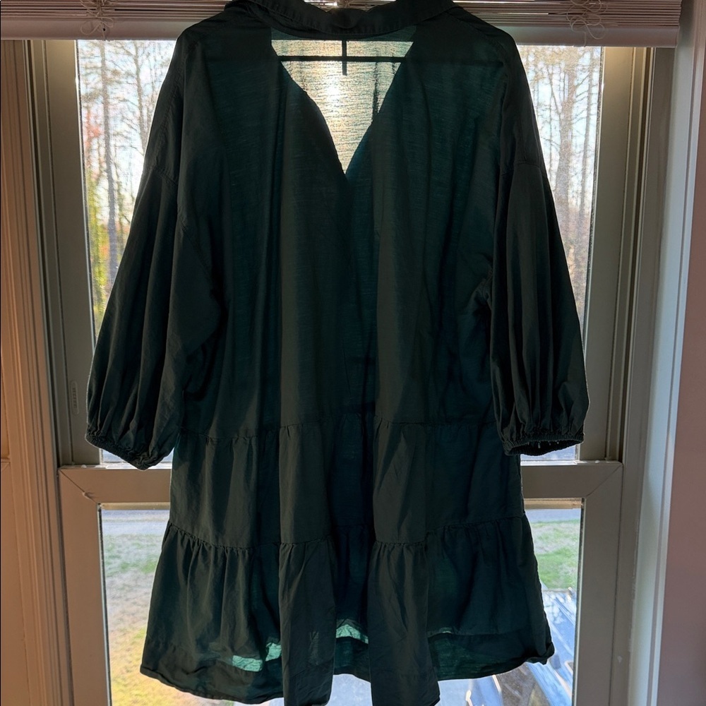 Anthropologie Dark Green Tiered Mini Dress - Picture 4 of 6